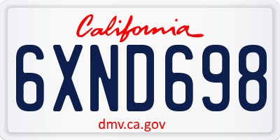 CA license plate 6XND698