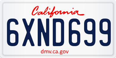 CA license plate 6XND699