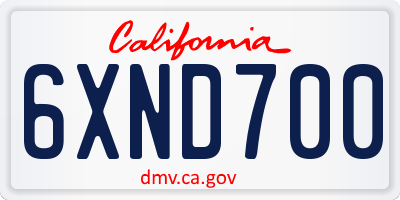 CA license plate 6XND700