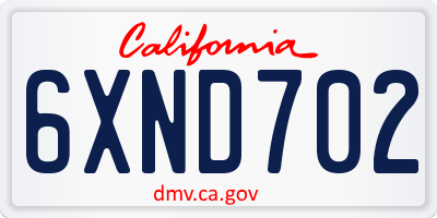 CA license plate 6XND702