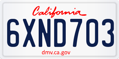 CA license plate 6XND703