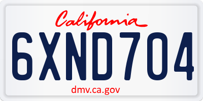 CA license plate 6XND704