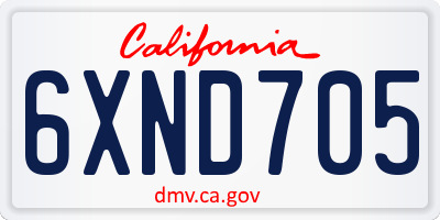 CA license plate 6XND705