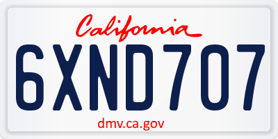 CA license plate 6XND707
