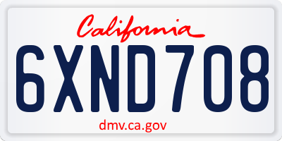 CA license plate 6XND708