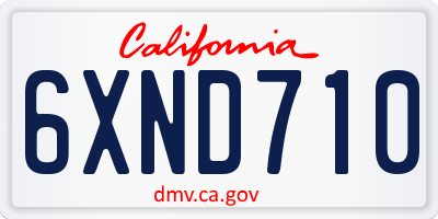 CA license plate 6XND710