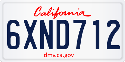 CA license plate 6XND712