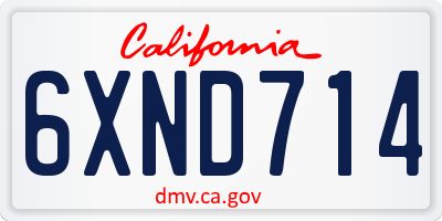 CA license plate 6XND714