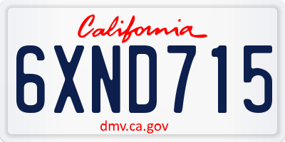 CA license plate 6XND715
