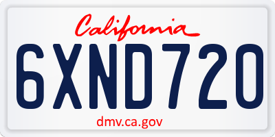 CA license plate 6XND720