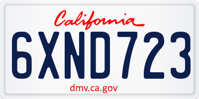 CA license plate 6XND723