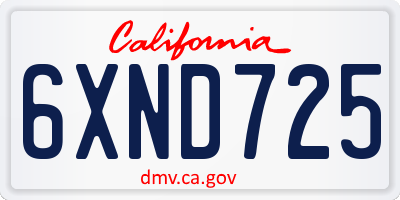 CA license plate 6XND725