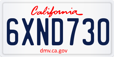 CA license plate 6XND730