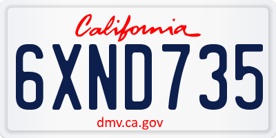 CA license plate 6XND735