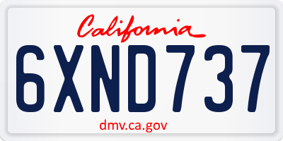 CA license plate 6XND737