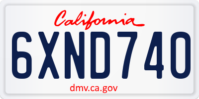 CA license plate 6XND740