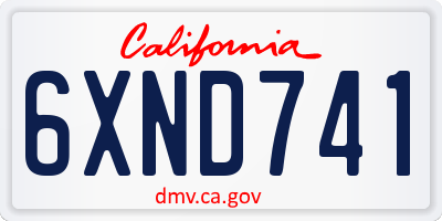 CA license plate 6XND741