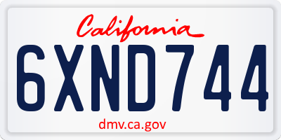 CA license plate 6XND744