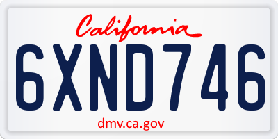 CA license plate 6XND746