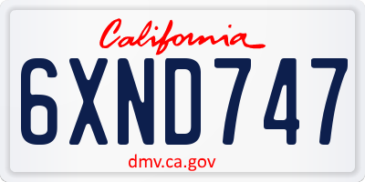 CA license plate 6XND747