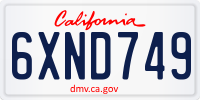 CA license plate 6XND749