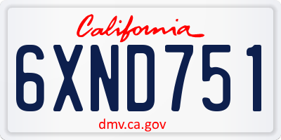 CA license plate 6XND751