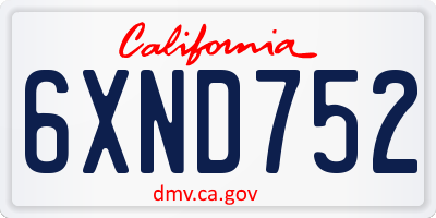 CA license plate 6XND752