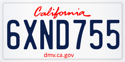 CA license plate 6XND755