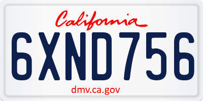 CA license plate 6XND756
