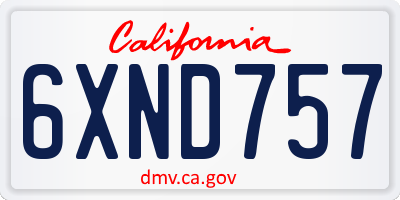 CA license plate 6XND757
