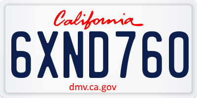 CA license plate 6XND760