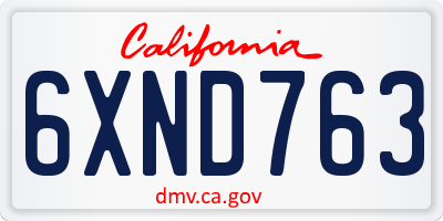 CA license plate 6XND763