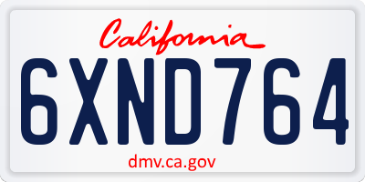 CA license plate 6XND764