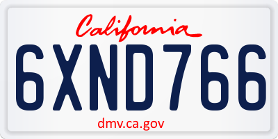 CA license plate 6XND766