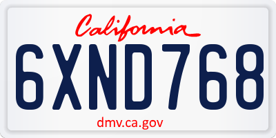 CA license plate 6XND768