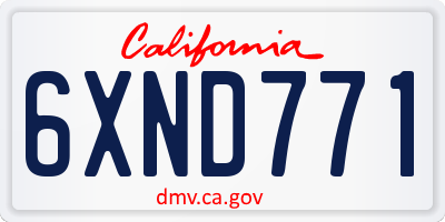 CA license plate 6XND771