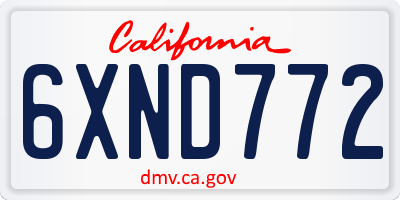 CA license plate 6XND772