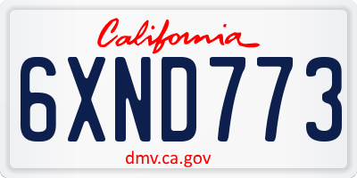 CA license plate 6XND773