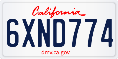 CA license plate 6XND774