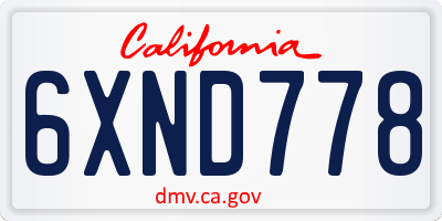 CA license plate 6XND778