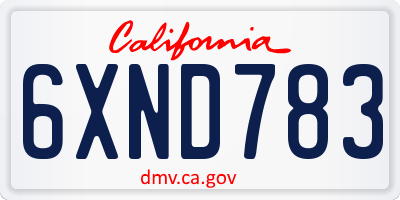 CA license plate 6XND783