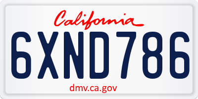 CA license plate 6XND786