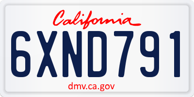 CA license plate 6XND791