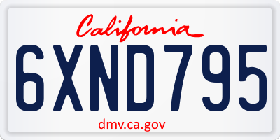 CA license plate 6XND795