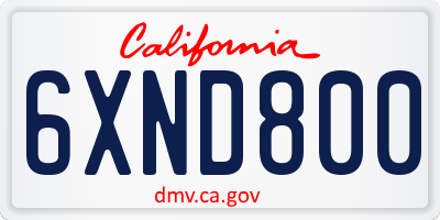CA license plate 6XND800