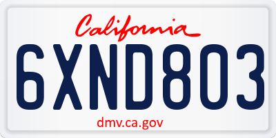 CA license plate 6XND803