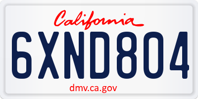 CA license plate 6XND804