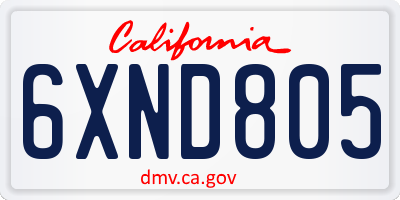 CA license plate 6XND805