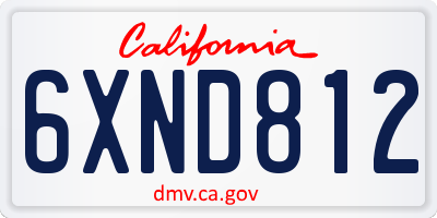 CA license plate 6XND812