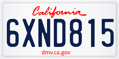 CA license plate 6XND815